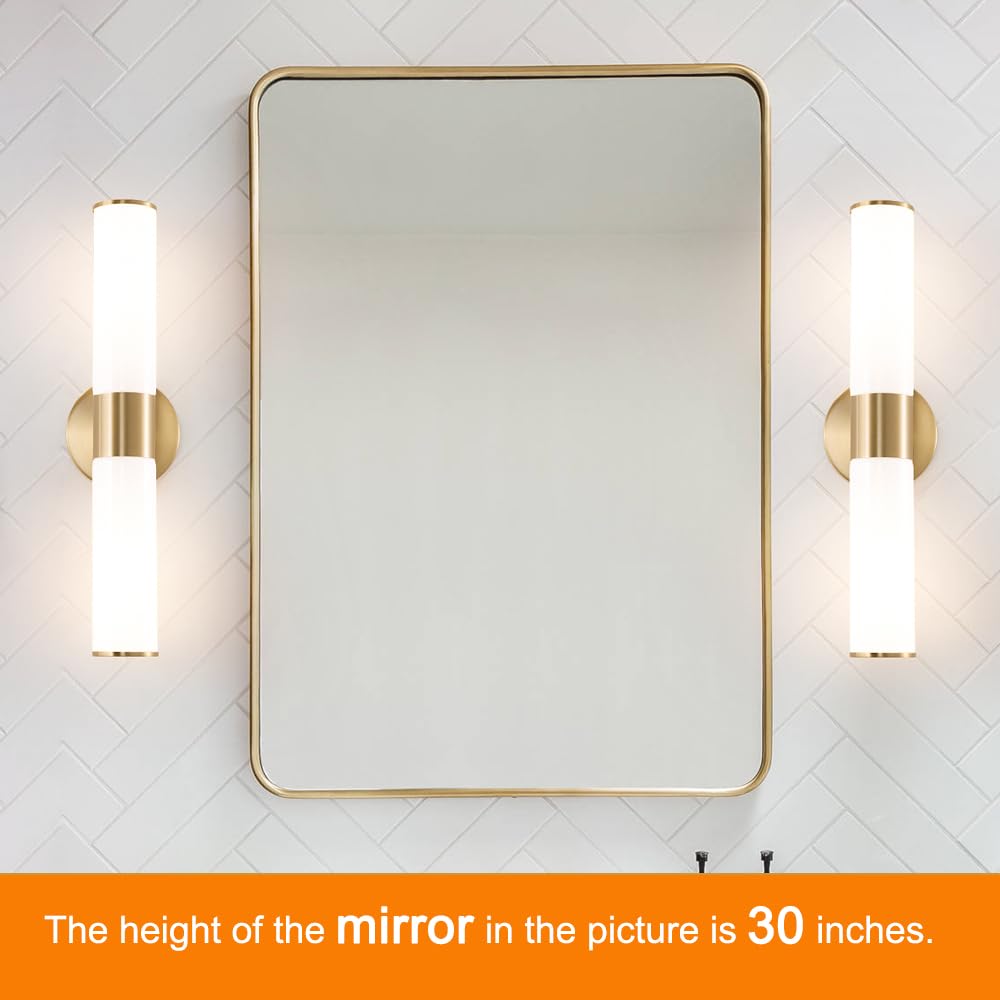 Daunton Gold Wall Sconces Set of 2, Brass with White Glass Shade, Modern Vanity Light Fixtures for Living Room, Bedroom, Hallway, Model DX23052G2-WH-
