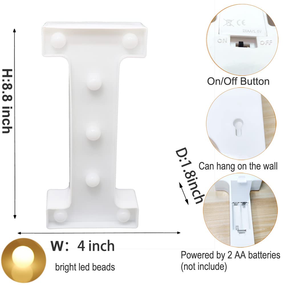 AUSAYE LED Letter Light Sign for Home Party Wedding Decoration - Plastic, Letter I