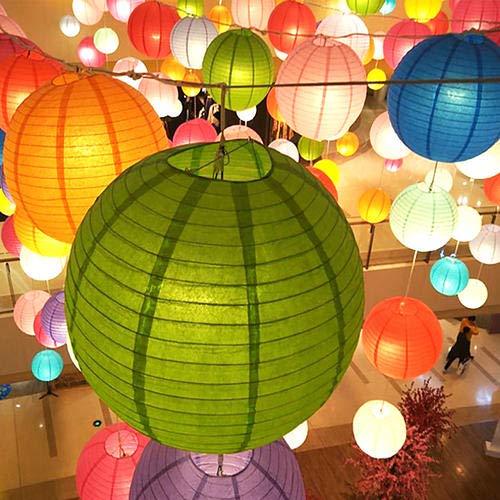 Zjhai 16 Pcs Colorful Paper Lanterns - Multi-Color Hanging Decorations For Party, Wedding, Home (Sizes: 4, 6, 8, 10 In)
