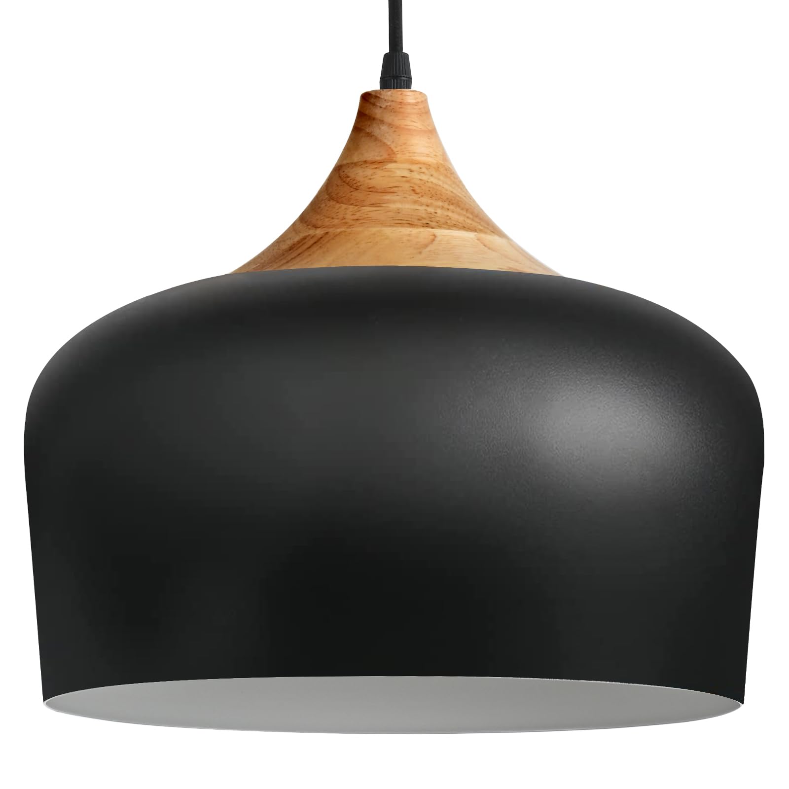 POLITAMP Modern Pendant Lights,Wooden Dome Pendant Light Fixture,Adjustable Hanging Pendant Lighting Chandelier Lamp for Kitchen