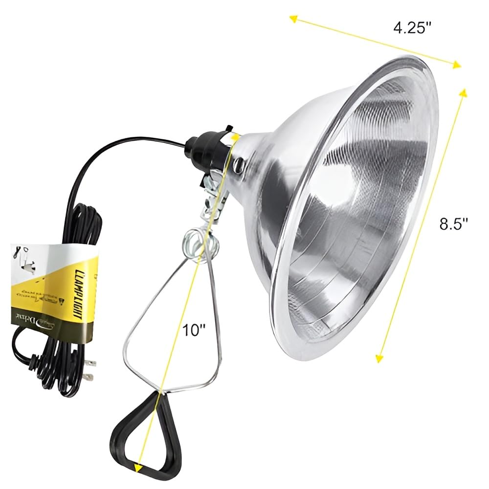 Simple Deluxe Clamp Lamp Light With 8.5 Inch Adjustable Aluminum Reflector And 6 Feet Cord, Up To 150W E26 Socket (No Bulb Inclu