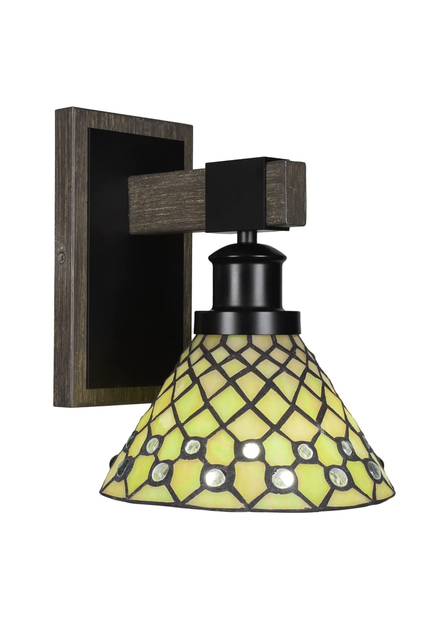 Tacoma - 1 Light Wall Sconce-10 Inches Tall and 7 Inches Wide-Black/Painted Wood Finish-Starlight Art Glass Color