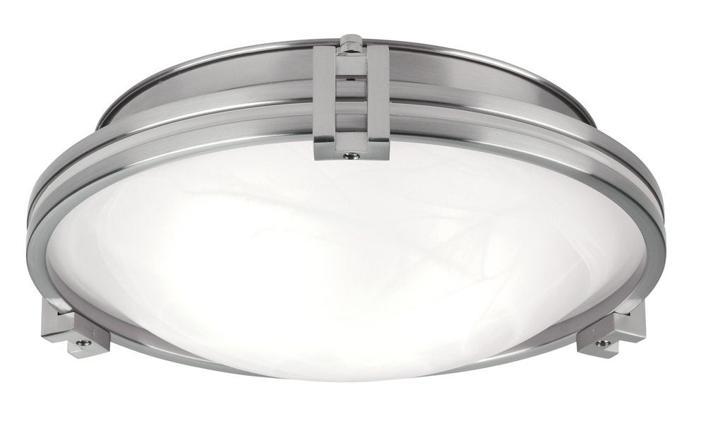 Possini Euro Design Flush Mount Light, 12 3/4in Wide, Brushed Nickel with Marbleized Glass Bowl Shade, Model 18609