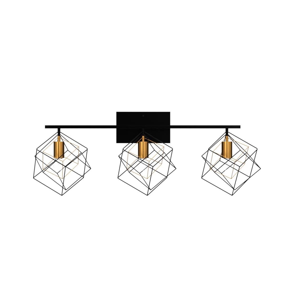 BEHIYA 3-Light Vanity Light - Matte Black, Industrial Design, Rotatable Cube Shades, 28" Width, Model BE-21S1-V007