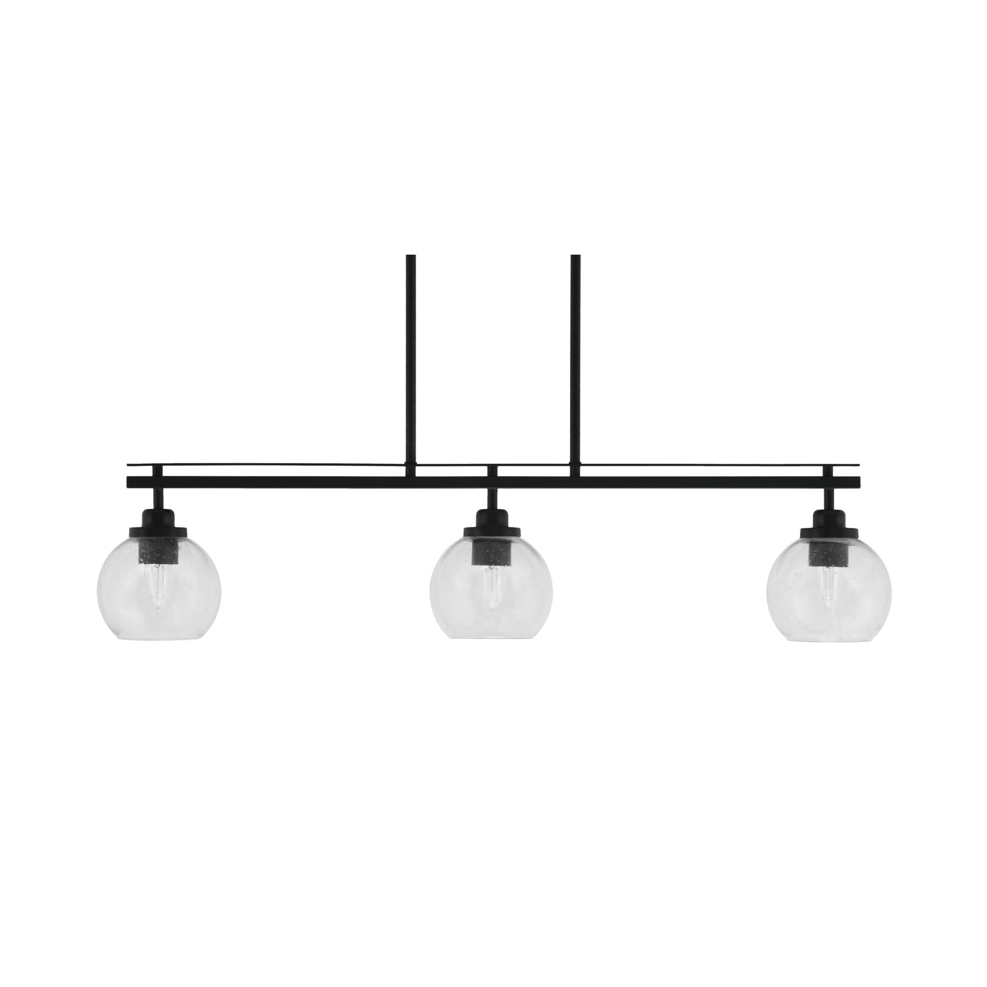 Toltec Lighting Odyssey 3 Light Island Light, Matte Black Finish, 5.75in Clear Bubble Glass