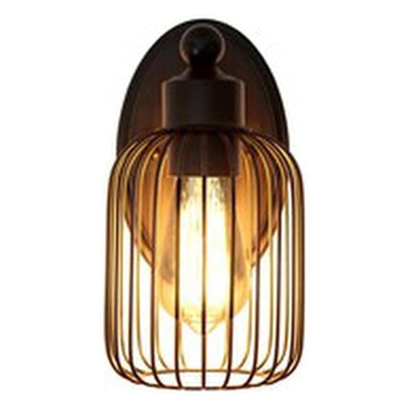 All The Rages Ironhouse 1-Light Wall Sconce Fixture, Metal & Glass, Black/Clear Finish