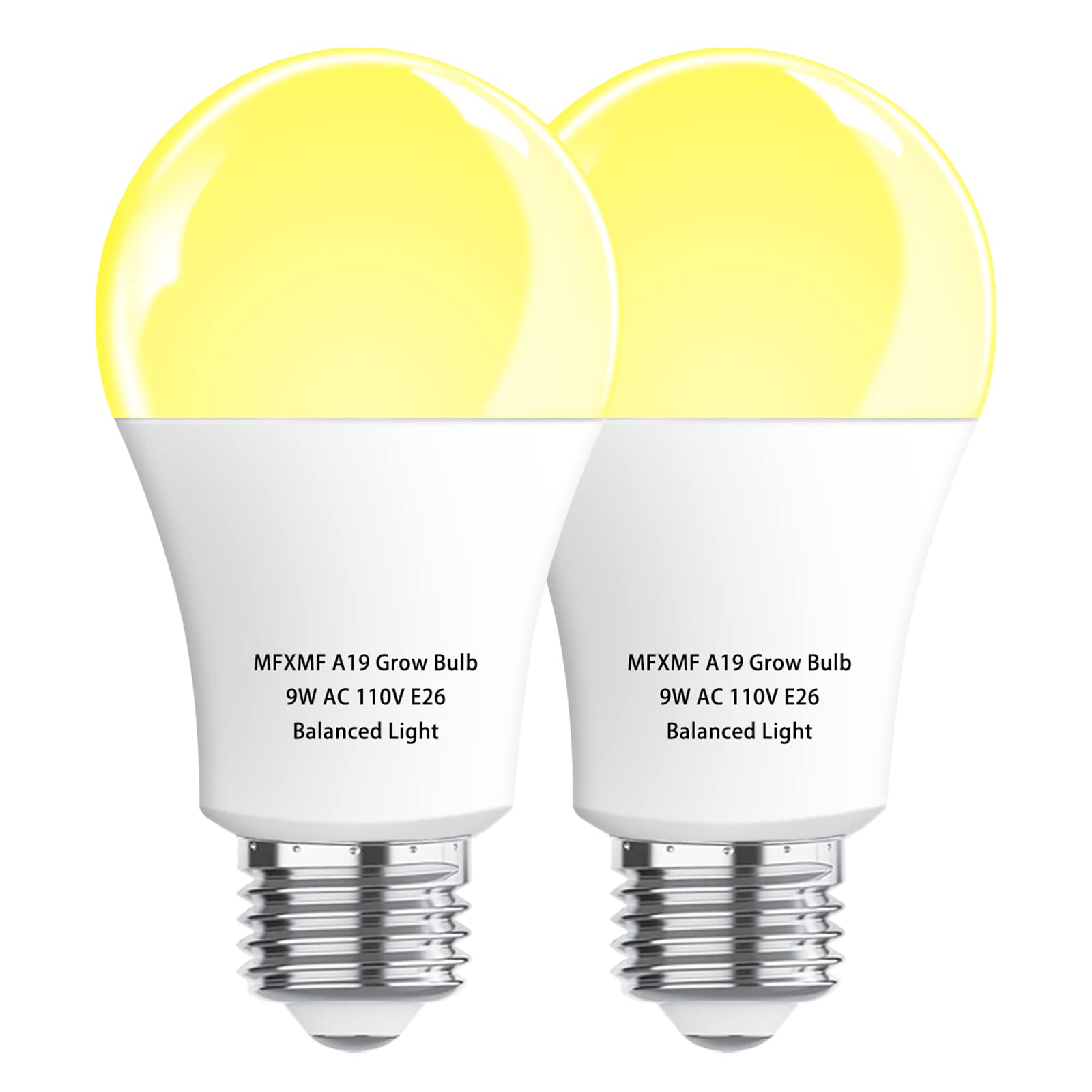 mfxmf LED Grow Light Bulbs A19, Full Spectrum, 9W E26, 2 Count, Plastic