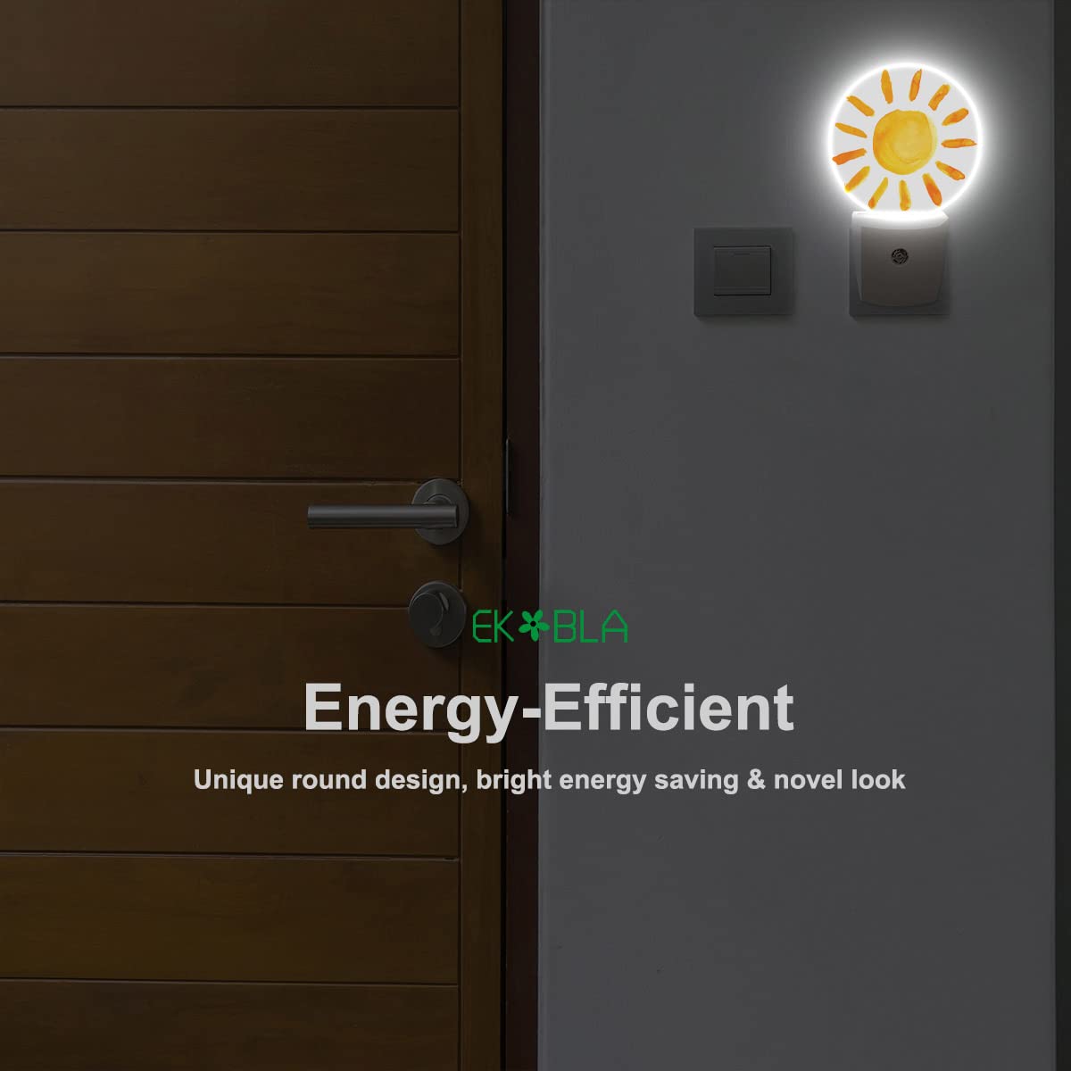 Ekobla Watercolor Big Sun Night Light Sunny Day Bright Sunshine Night Lights Plug Into Wall For Boys Girls, Led Lamp For Bathroo