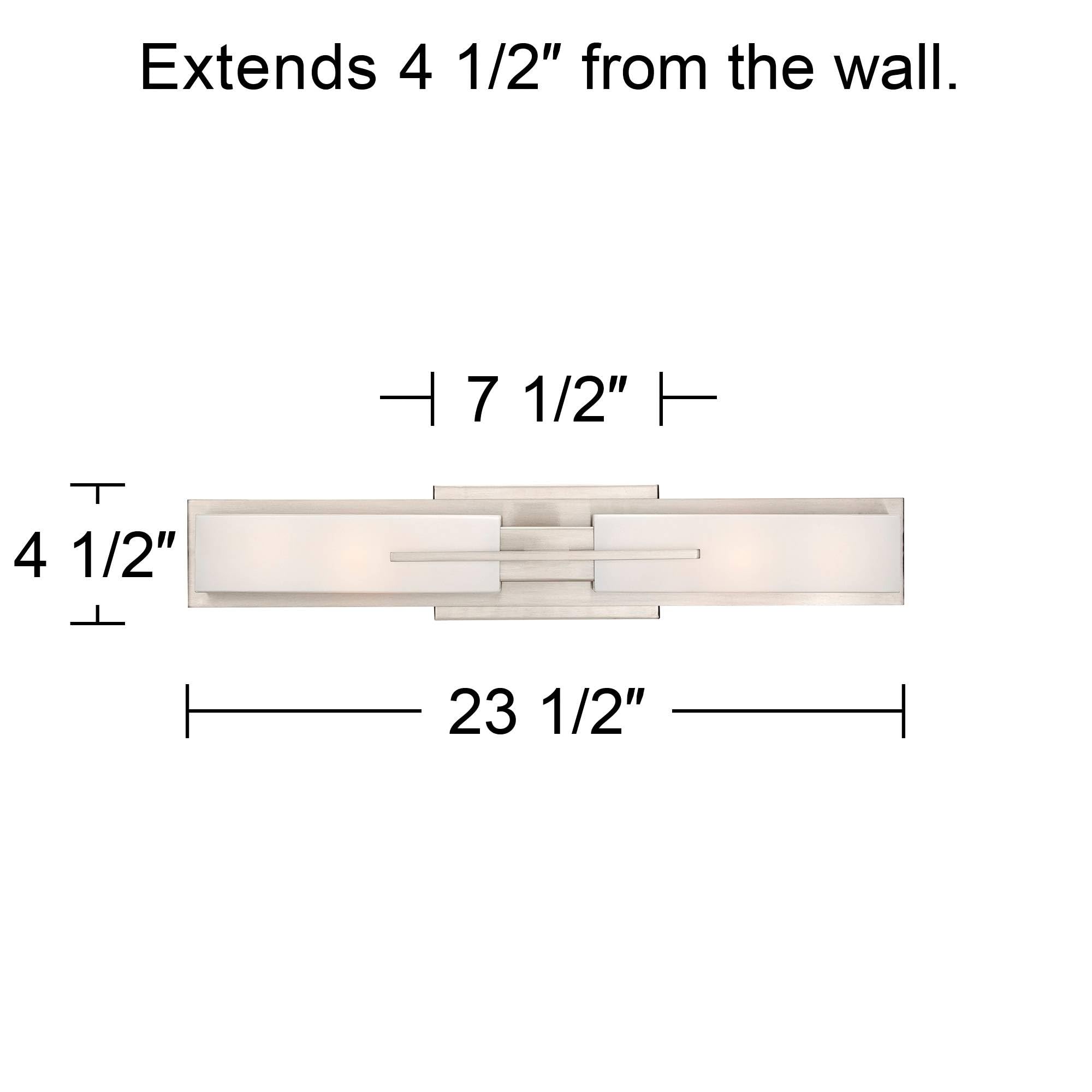 Possini Euro Design Midtown Mid Century Modern Wall Mount Light Brushed Nickel Silver Metal 23 1/2'' Wide 2-Light Vanity Fixture