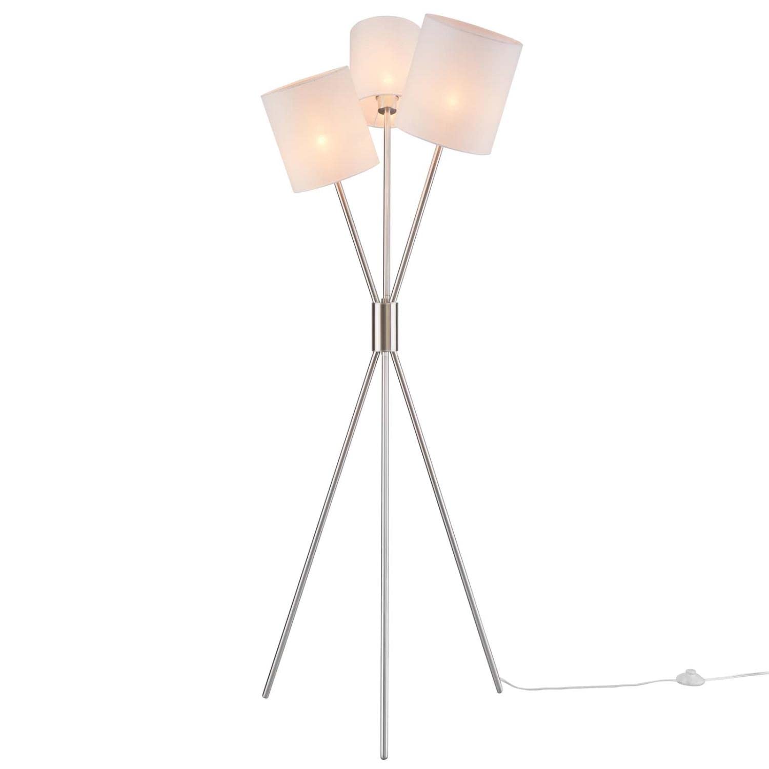 Modway Alexa 3-Light Floor Lamp in Silver