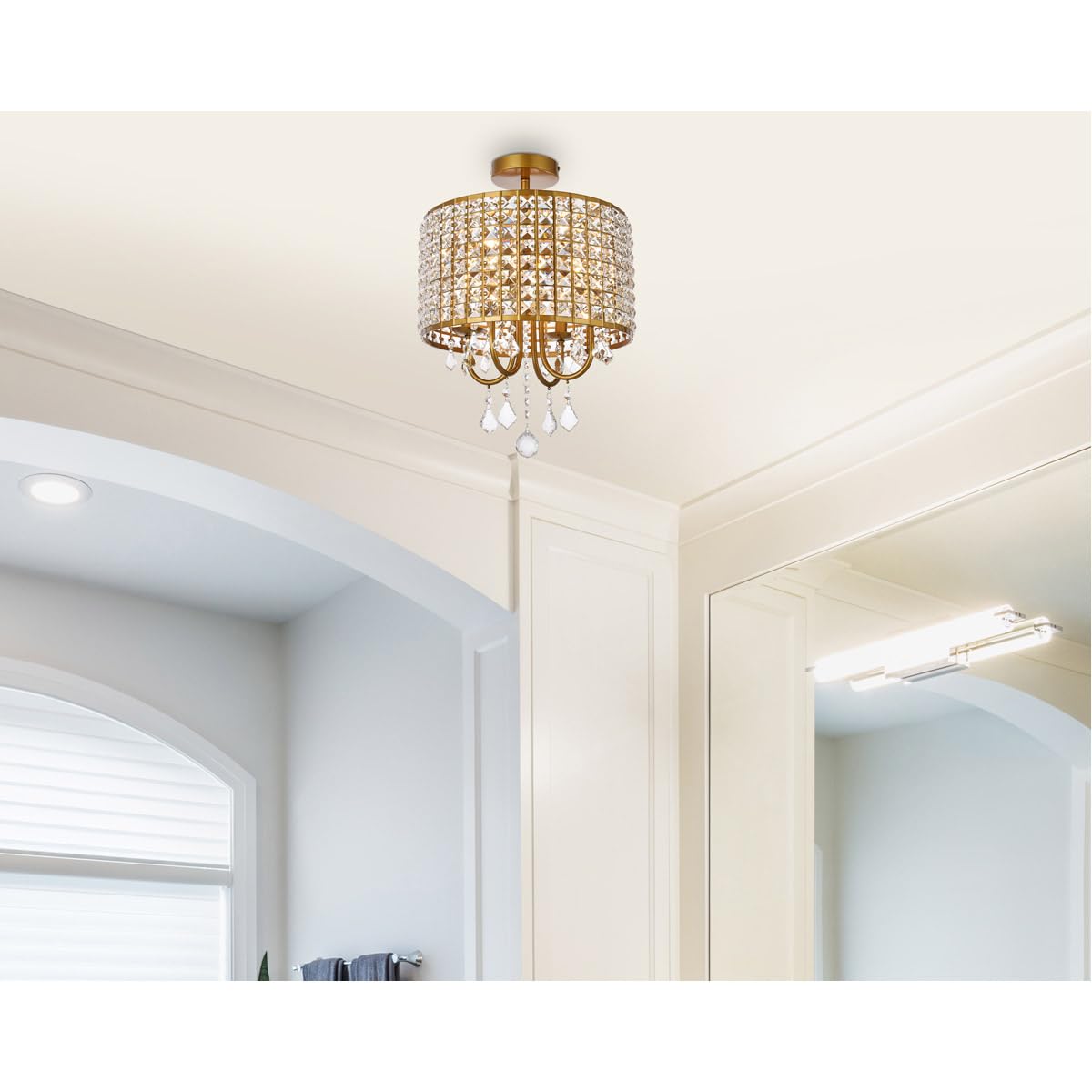Living District Elise 4-Light Transitional Style Metal Flush Mount in Brass