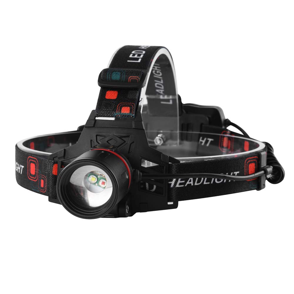 PROFORUS LED Headlamp - Tactical Red & White Light, Zoomable, Ideal for Hunting, Camping, Night Vision, Astronomy - White