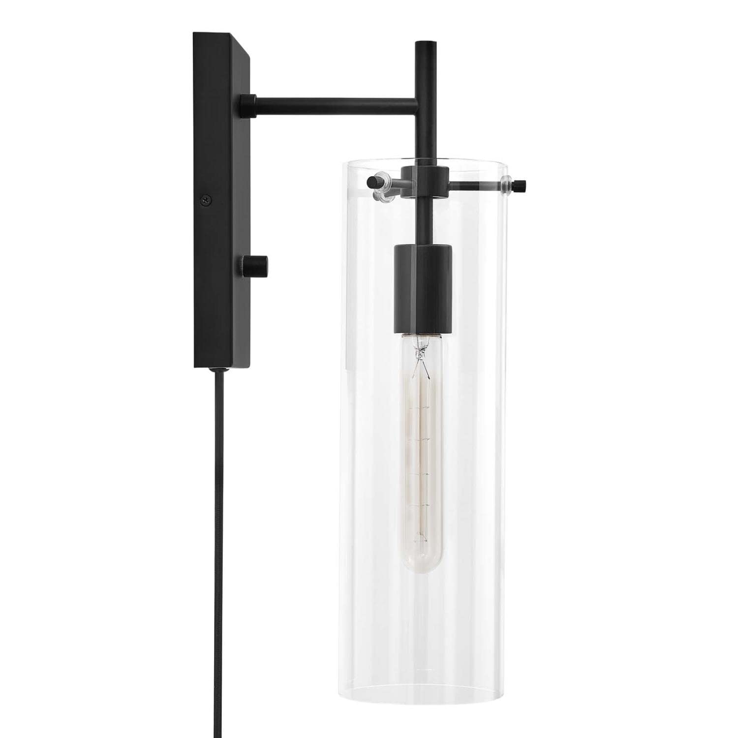 Modway Skylark Wall Sconce In Clear Black 5 X 8.5 X 17