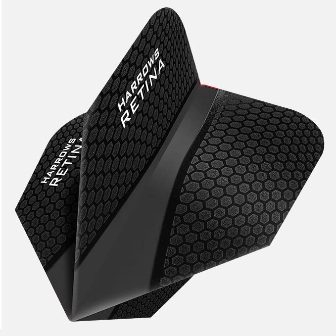 Harrows Retina Dart Flights - 100 Micron, Black, 5 Sets (15 Flights Total) - enhanced Extra Strong Darts Accessories Made in UK