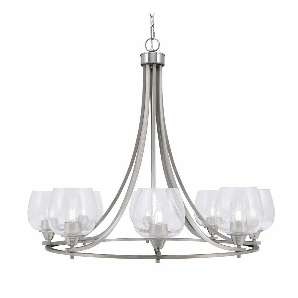 Toltec Lighting 3408-BN-4810 Paramount - 8 Light Uplight Chandelier-31 Inches Tall and 33.5 Inches Wide, Finish Color: Brushed Nickel, Glass Color: Clear Bubble
