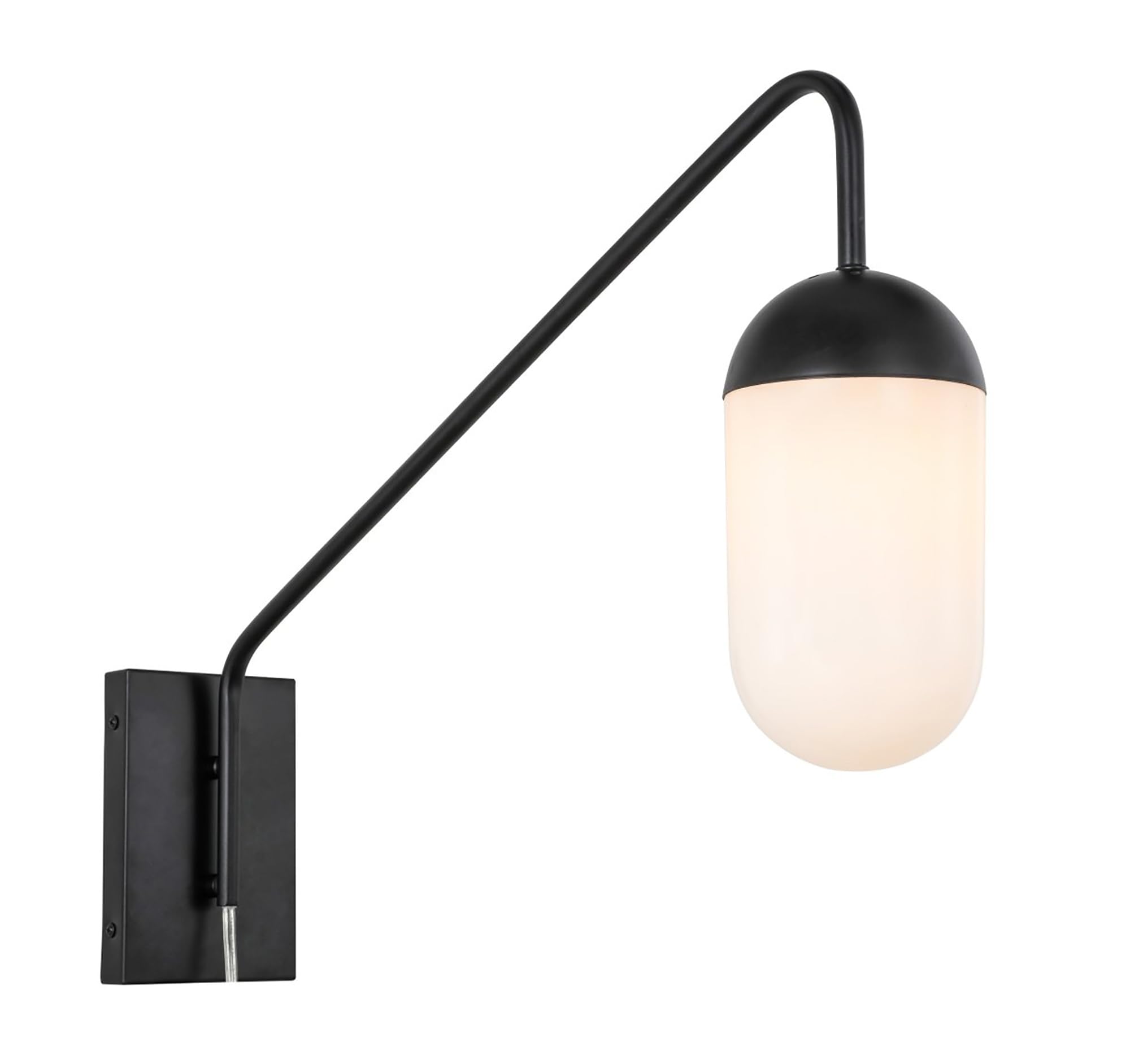 Living District Kace 1-Light Glass & Metal Wall Sconce in Black/Frosted White