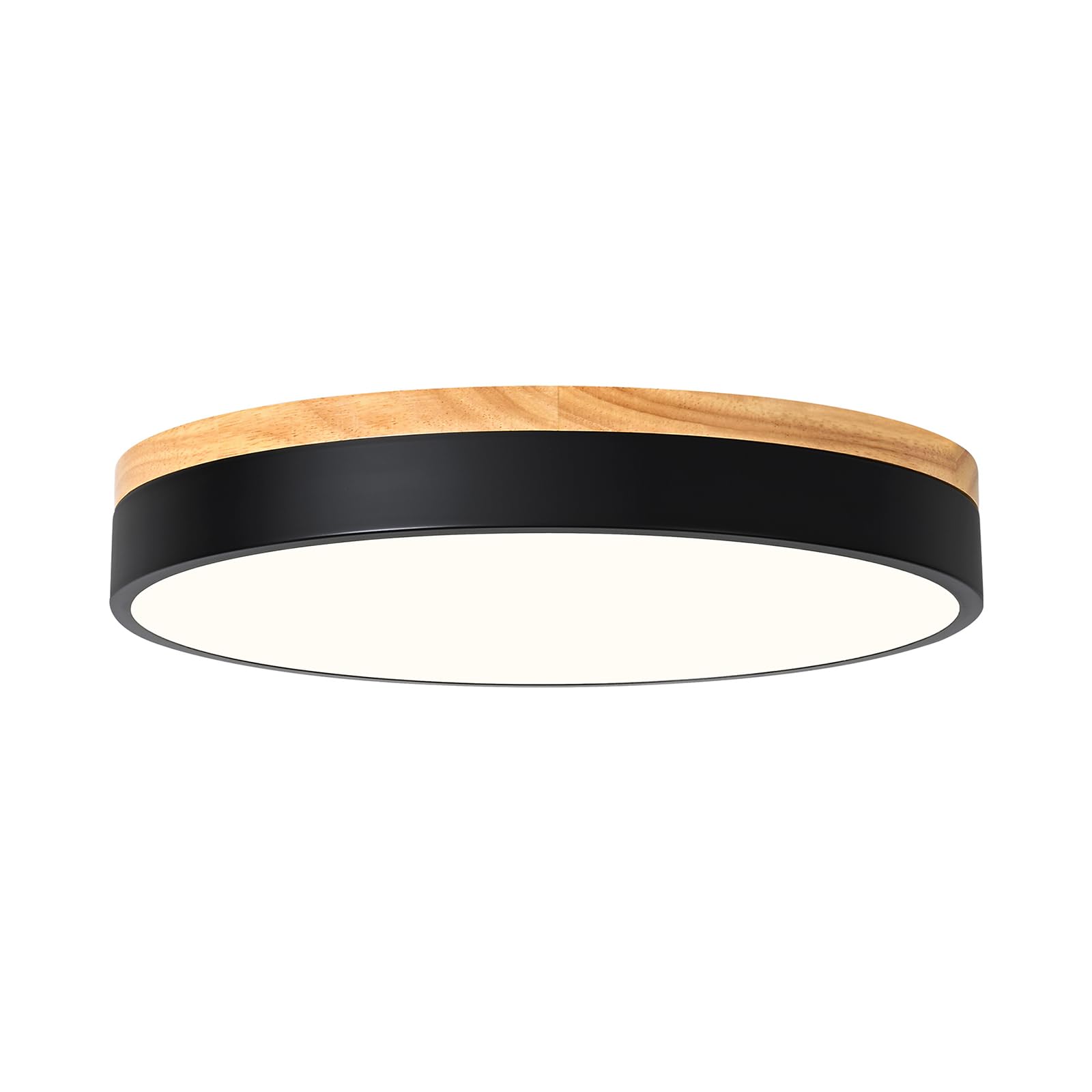 Zuyurt Wood Led Ceiling Light, Modern Black Flush Mount Ceiling Light, Minimalist Close To Ceiling Light Fixture For Bedroom, Ha