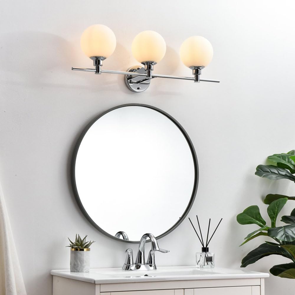 Living District Cordelia 3-Light Iron/Glass Bath Sconce in Black/Frosted White