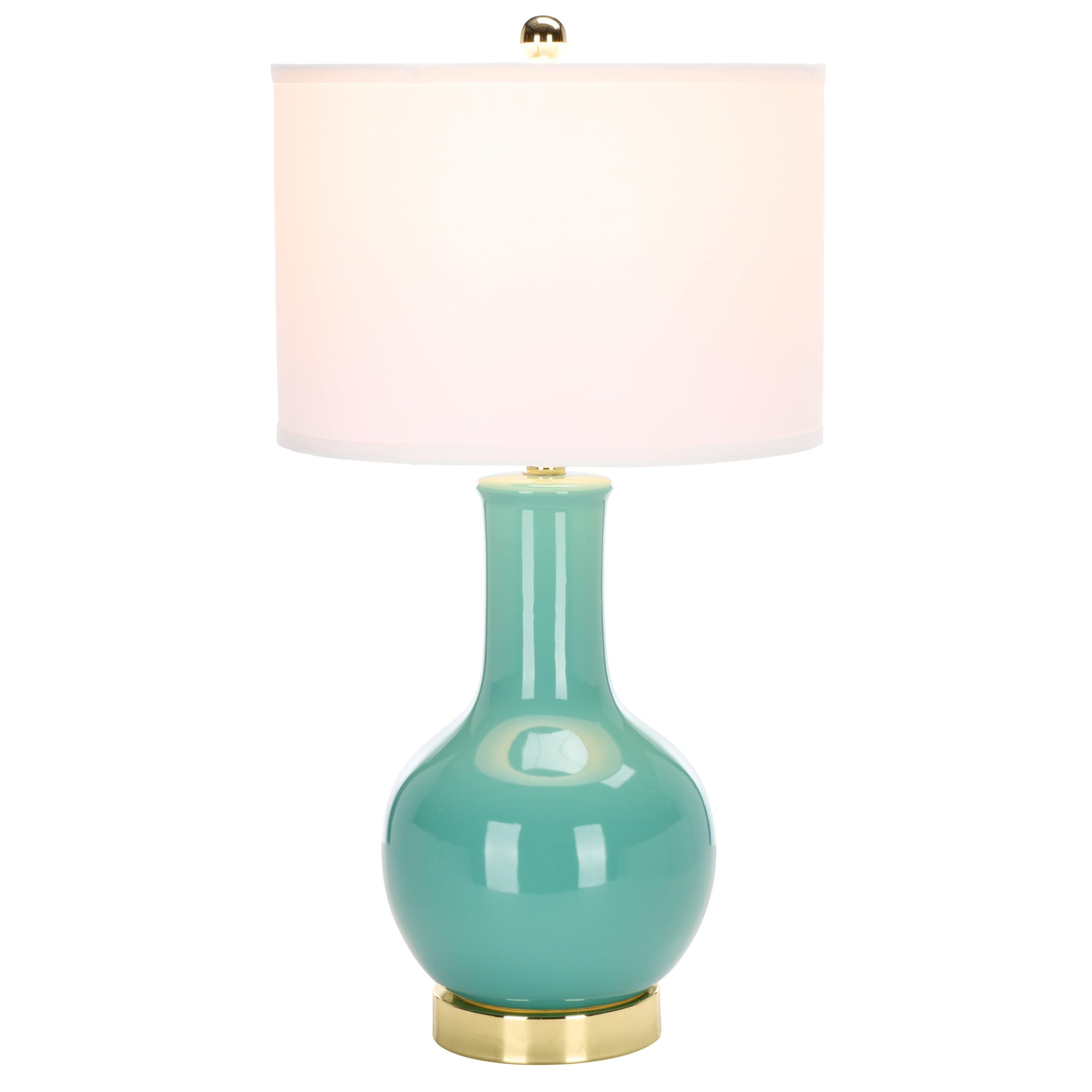 SAFAVIEH Lighting - Paris 27.5 Emerald Green Ceramic Table Lamp with White Shade, Modern Contemporary Lighting for Bedroom, Livi