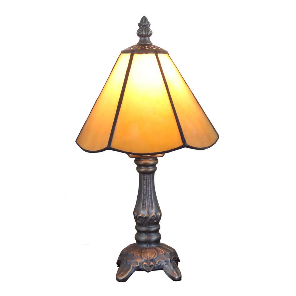 Tokira Yellow Small Tiffany Table Lamp  6 Inch Stained Glass Lampshasde  Lovely Night Light for Living Room Bedroom  Mini Lamp for Lounge  Free Bulb