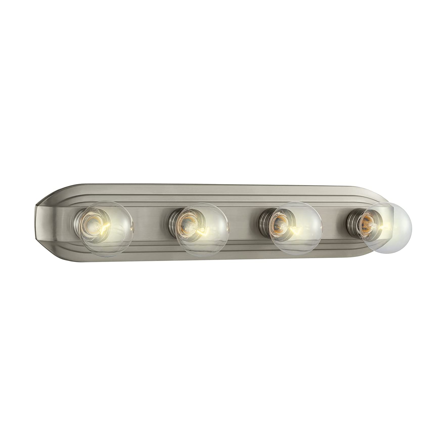 DESIGNERS FOUNTAIN Melrose Bathroom Vanity Light Fixture 4-Light Brushed Nickel Model 6614-BN Glass