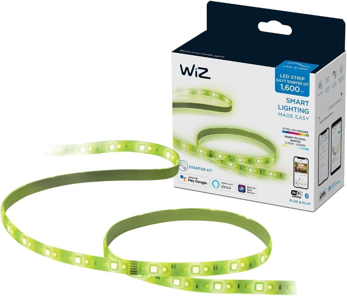 WiZ Connected Smart WiFi LightStrip, 6ft, 16 Million Colors, Model 603530, Plug Included, Compatible with Alexa and Google Home