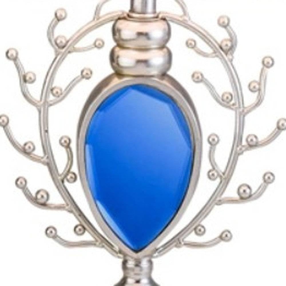 HomeRoots Faux Turquoise Pendant Silver Table Lamp - Elegant Design for Home Decor