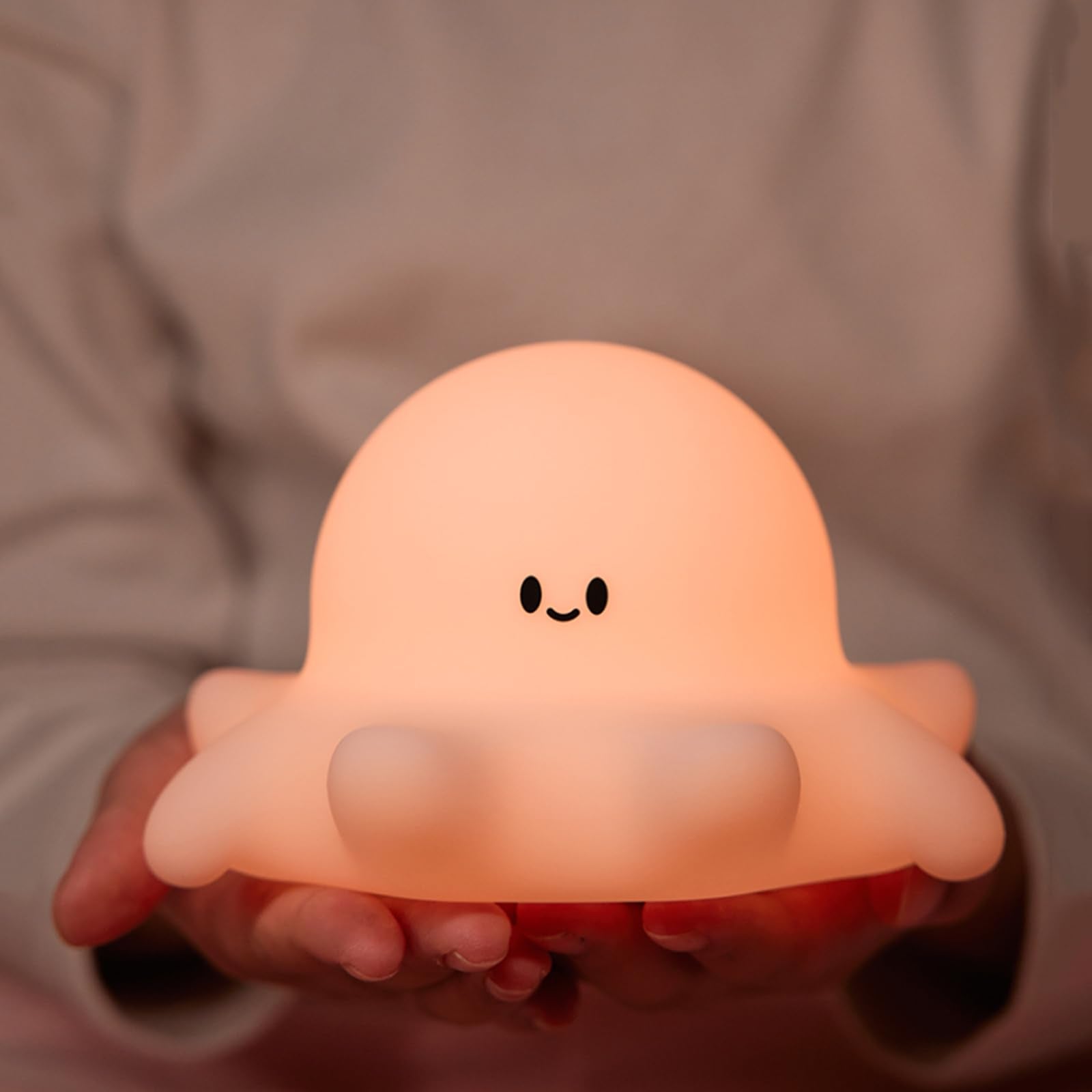 Baby Octopus Silicone Night Light, Novel and Interesting Silicone Nursery Night Lamp, Adjustable Rechargeable Table Bedside Lamp
