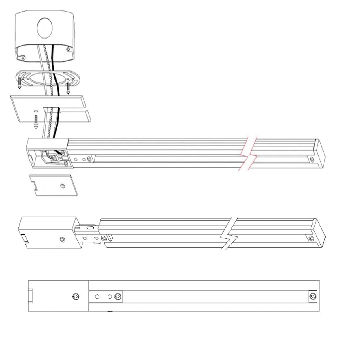 Wac Lighting H Track 120V Live End Power Feed Connector To Power Track From Either End For H Style 3-Wire Track Systems In White