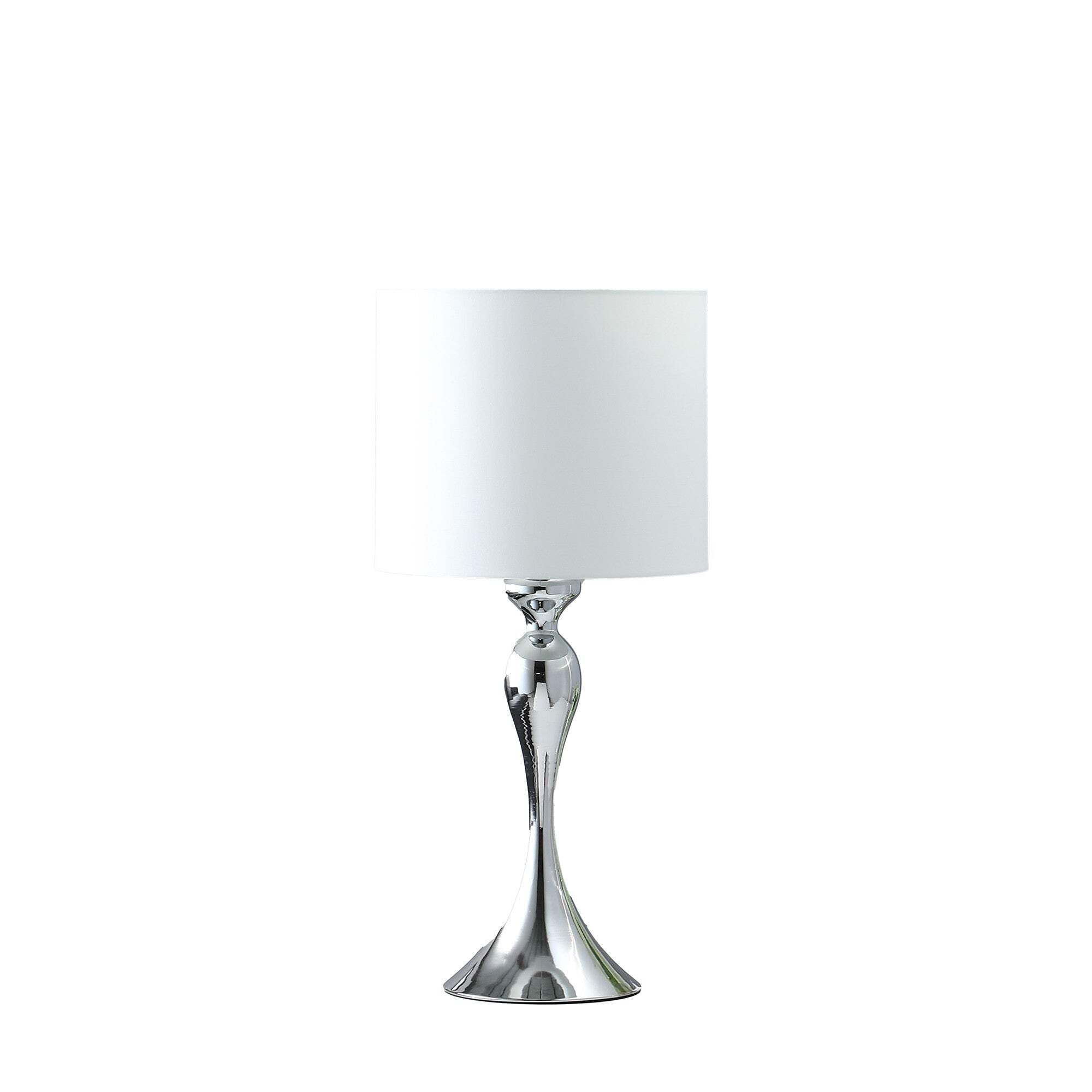 HomeRoots Silver Table Lamp with Off White Drum Shade, Metal, Model 524252, 24.5 x 12 x 12 in.