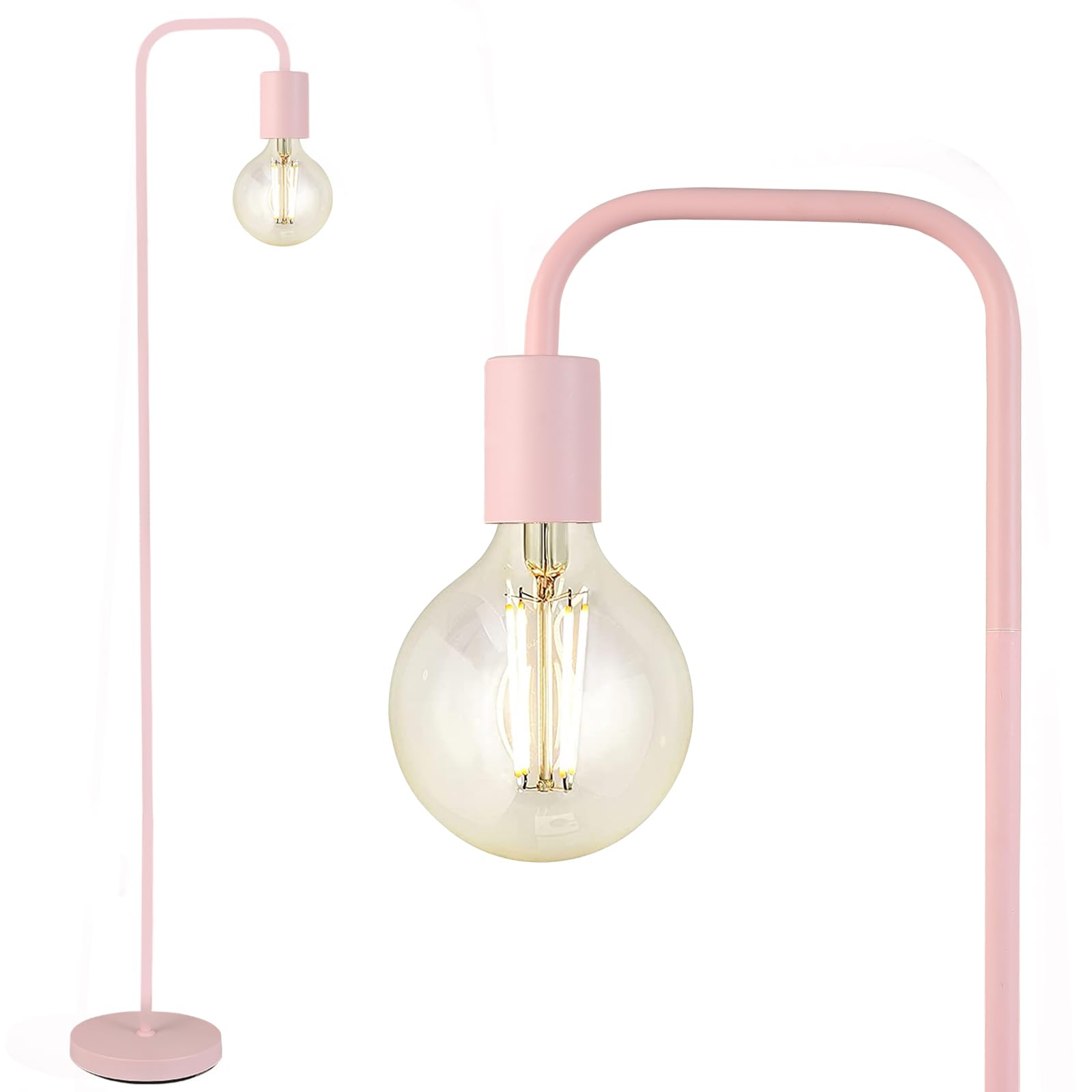 BoostArea Floor Lamp, Modern Cute Pink Floor Lamp, 63Inch Metal Standing Lamp, E26 Socket, On/Off Footswitch, ETL Listed, Tall T