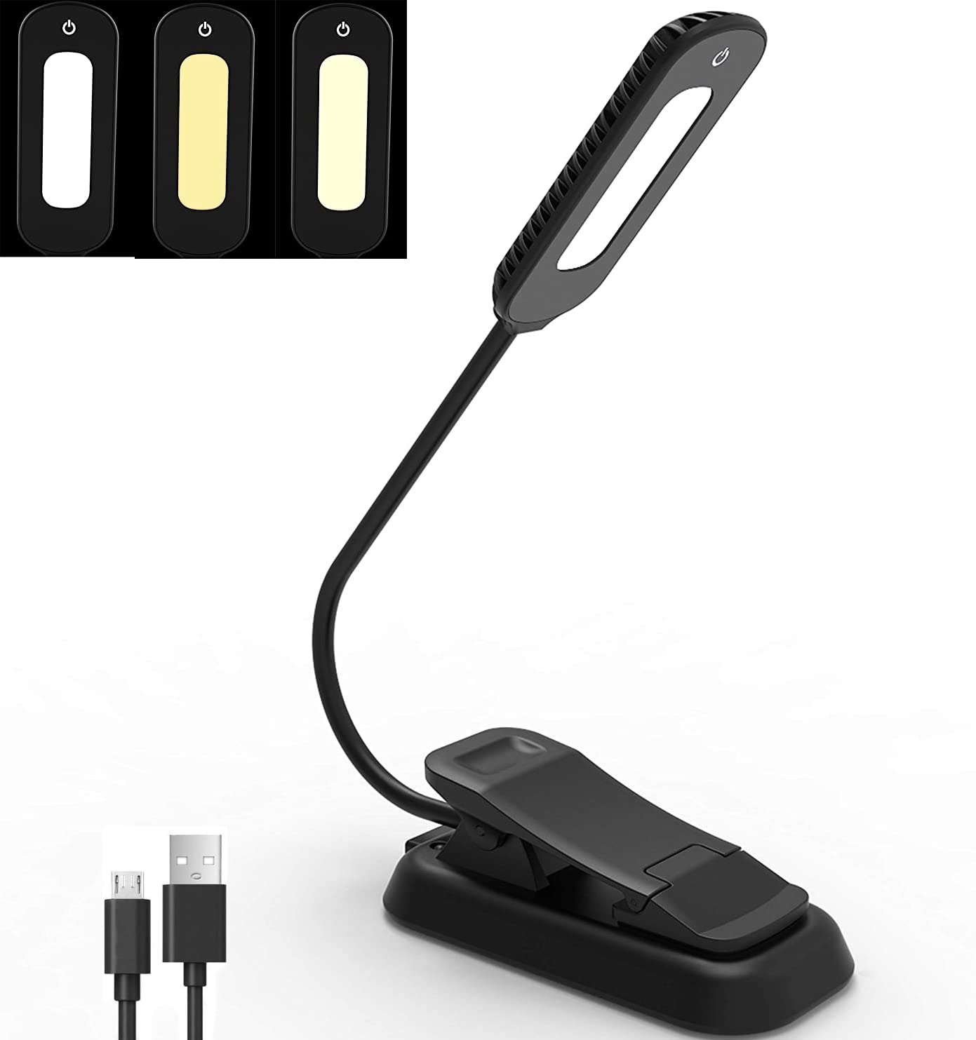 Zyk Book Light, 12 Led Usb Rechargeable Reading Light With 3-Level Brightness For Eye Protection Night Reading Lamp