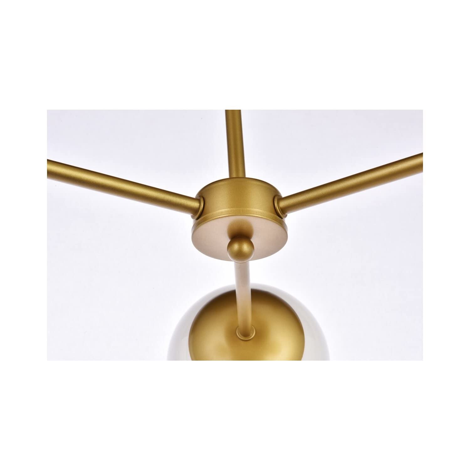 Living District 3-Light Mid-Century Flush Mount, Brass and White, Iron, Model LD649F26BR