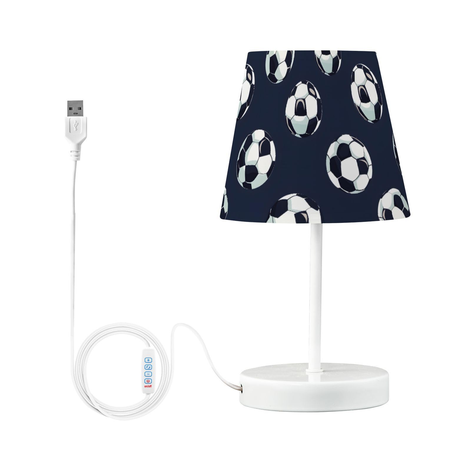 BOENLE Bedside Lamp Soccer Footballs Dark Blue Table Lamp Bedroom LED Nightstand Desk Lamp Lampshade for Sleeping Living Room Do