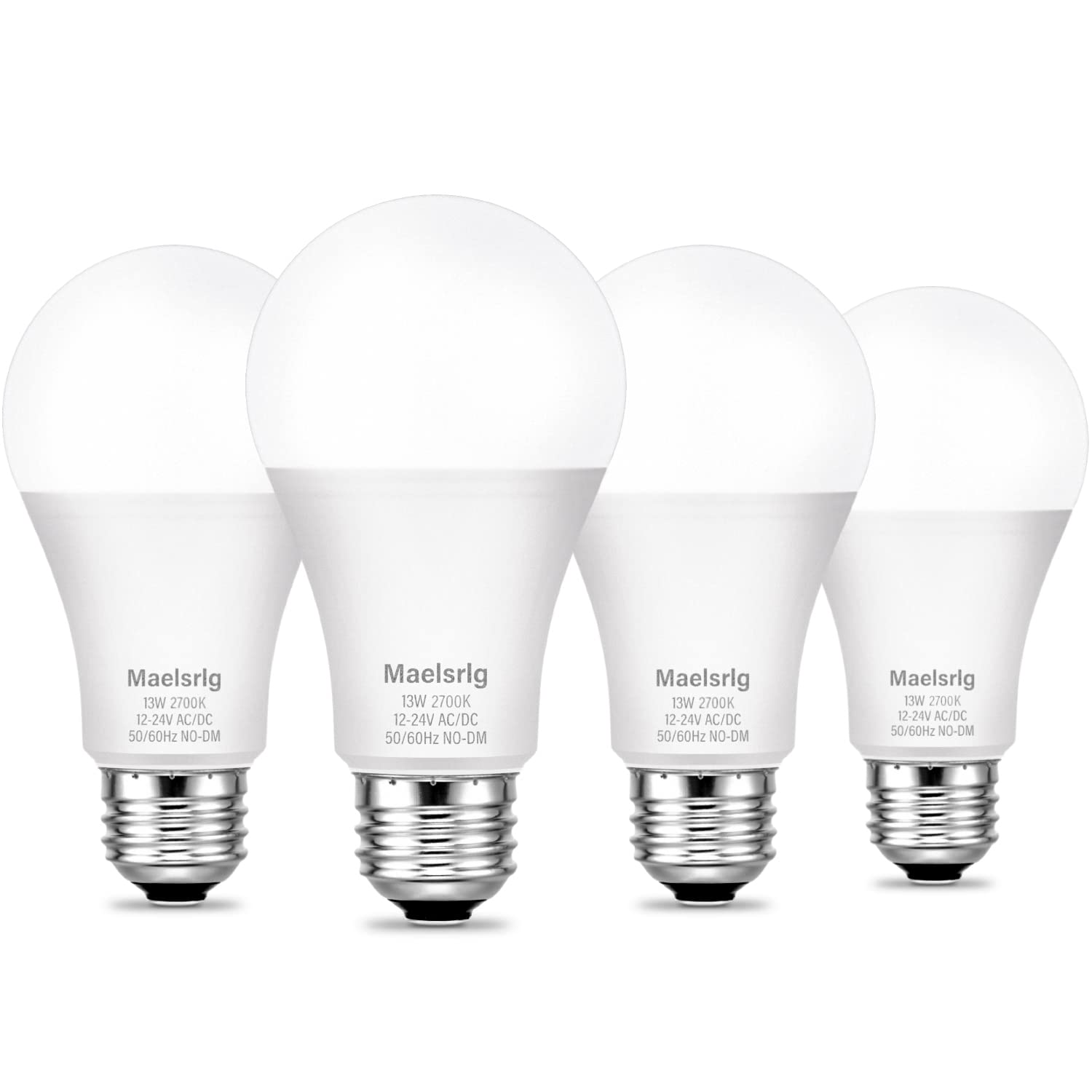 Led 12V Light Bulb, 100W Equivalent, Soft White 2700K, 13W 1200 Lumens, 12 Volt Ac/Dc, Non-Dimmable, E26 Base, Low Voltage Light