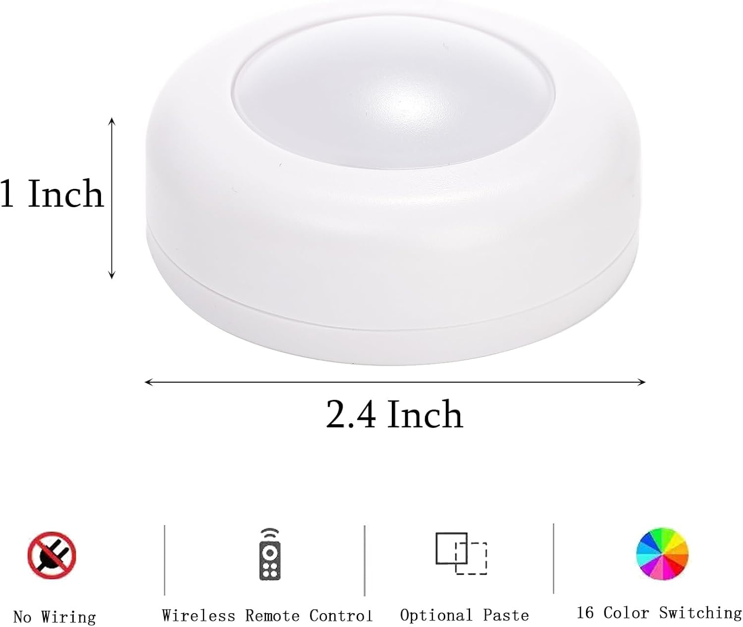 Hbaushun Led Puck Lights 6 Pack,16 Color Changeable Wireless Led Cabinet Lights,Battery Operated Night Light With Dimmer & Timme