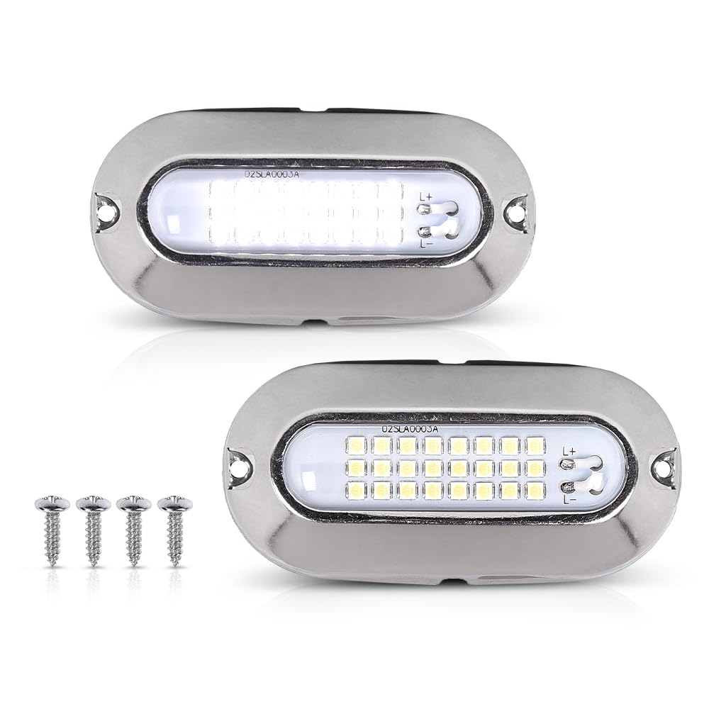 PIT66 LED Pontoon Boat Docking Light, 12V Marine Light, Bright White, 2 Pcs