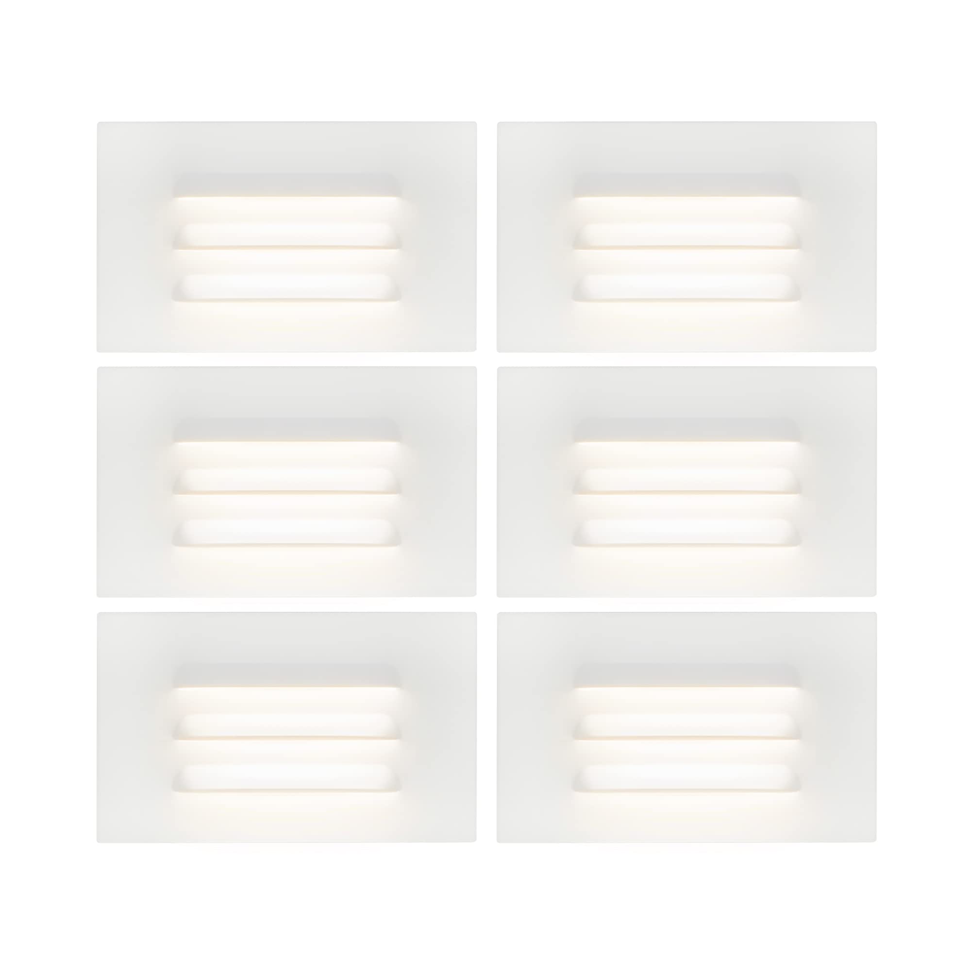 GKOLED Dimmable LED Step Lights, 3.5W, Waterproof, 3000K Warm White, Aluminum, White Finish, ETL Listed, 6 Pack, Line Voltage