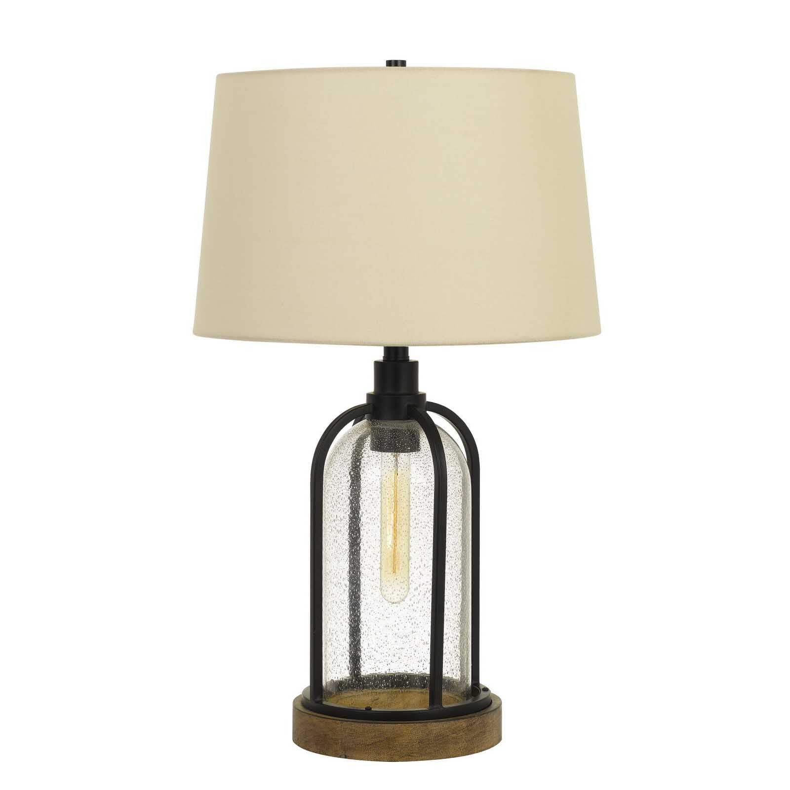 Homeroots 27 In. Metal Two Light Table Lamp - Eggshell Shade, Black, Model 524780