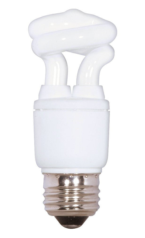 Satco S7263 5-Watt Medium Base T2 Mini Spiral, 5000K, 120V, Equivalent To 30-Watt Incandescent Lamp For Enclosed Fixtures, White