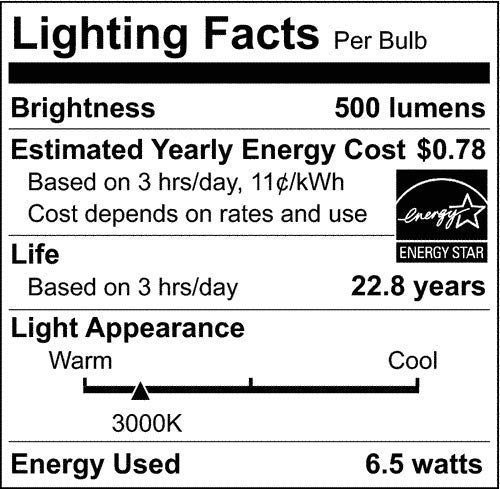 Satco LED MR16 Dimmable Light Bulb 6.5W 3000K GU10 Bi Pin Base Energy Star Certified Warm White 6 Count S9383