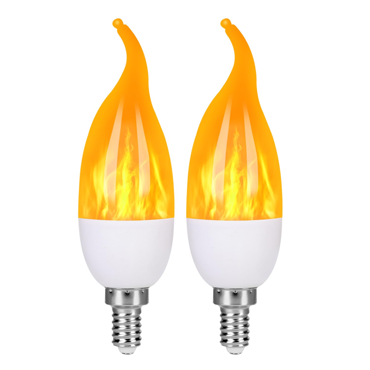 Myogrip E12 Led Flame Light Bulbs, 3 Modes Flickering Light Bulbs, Candelabra Candle Fire Light Bulb For Home Party Patio Indoor Outdoor Halloween Decorations (2 Pack)