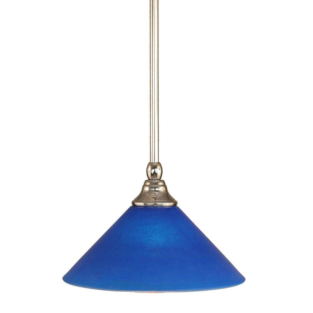 Toltec Lighting 23-Ch-435 Stem Mini Pendant With Hang Straight Swivel With 10&quot; Blue Italian Glass, Chrome Finish