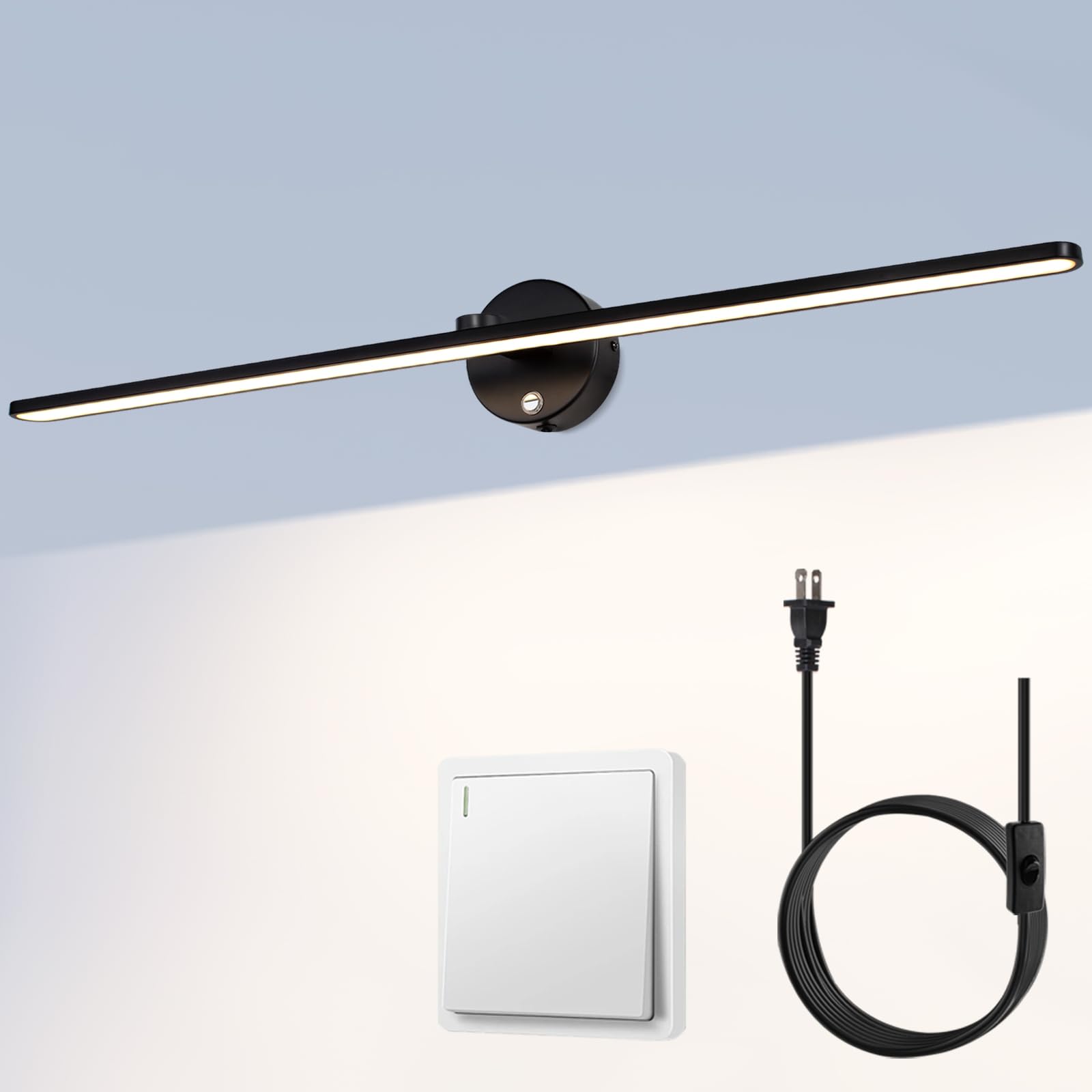 MantoLite 32 Picture Lights for Wall,Vanity Lights for Bathroom,Plug-in or Hardwired,18W 3000K LED Dimmable Modern Bathroom Li