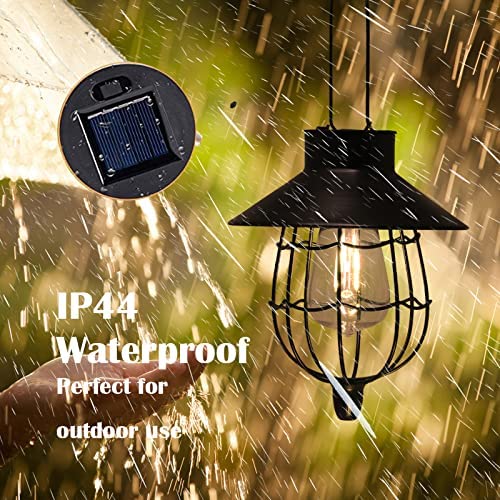 Yakii 2 Pack Solar Lantern Hanging Waterproof Outdoor Metal Solar Lamp With Warm White Light Decorate For Yard Garden Pathway Pa