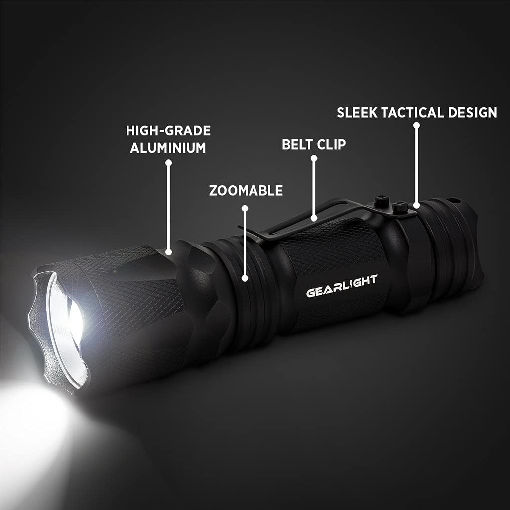 Gearlight M3 Mini Led Flashlight - 2 Bright, Small Tactical Flashlights With High Lumens And Pocket Clip For Camping, Outdoor &