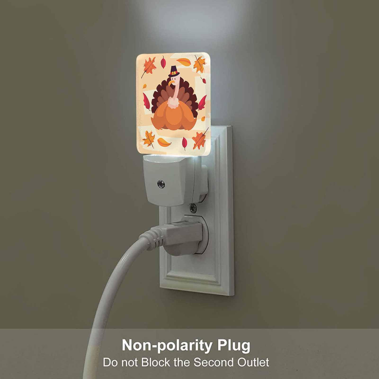 Chrobak LED Night Light with Dusk to Dawn Sensor, Thanksgiving Turkey Pumpkin Leaves, Model WML-Night-Light-231023-59