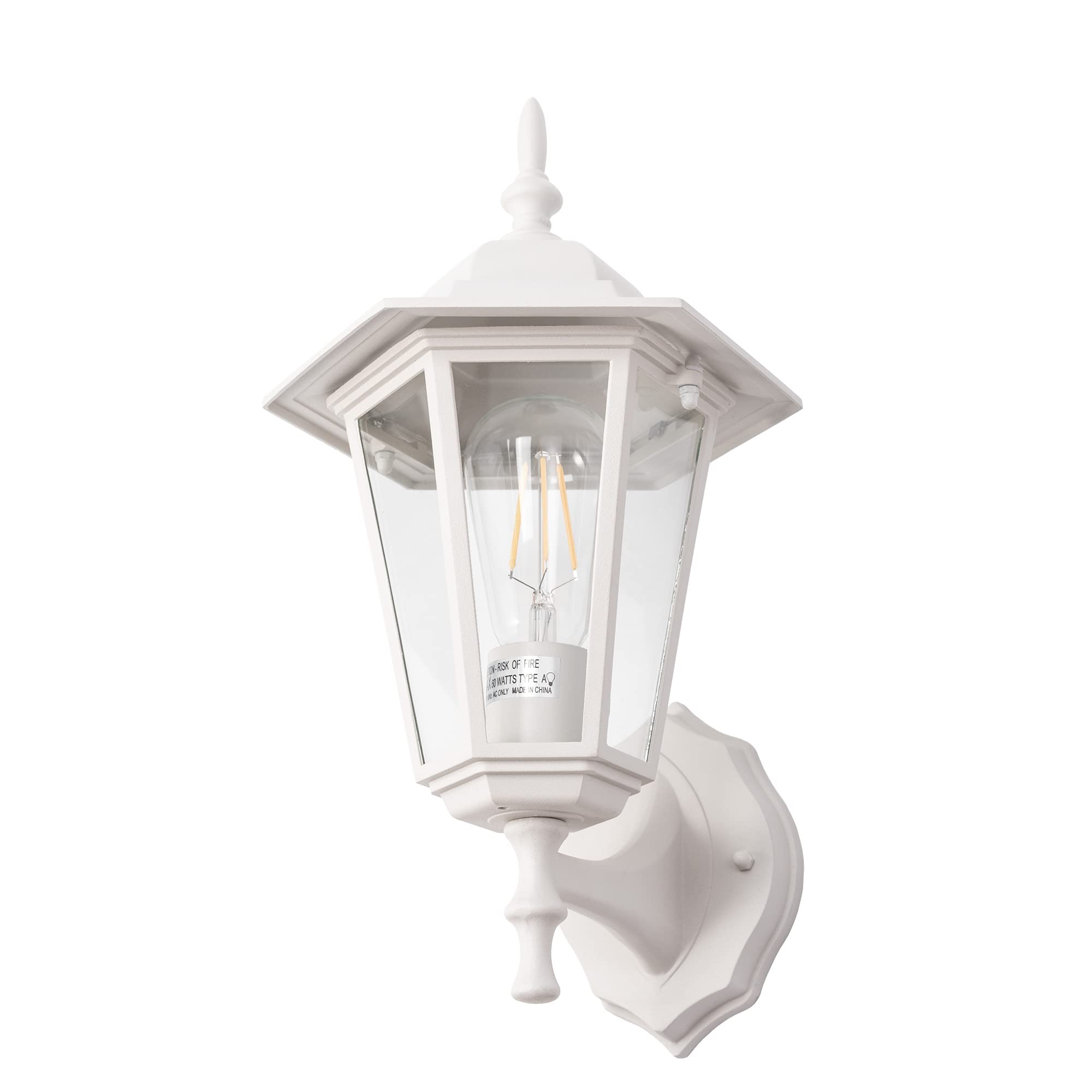 GRUENLICH Outdoor Wall Lantern, Waterproof Aluminum Sconce, E26 Base, White Finish, 1 Pack, Model GR-WL003