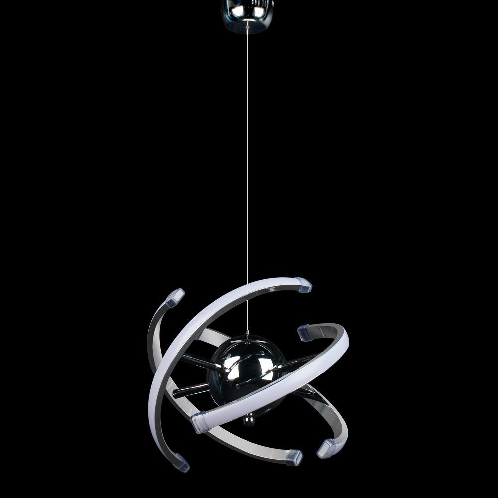 ELINKUME LED Pendant Light, Chrome 11in Globe Chandelier, Adjustable Acrylic Fixture for Living Room, Dining Room, Bedroom