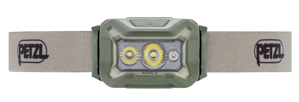 PETZL ARIA 2 RGB Headlamp, 450 Lumens, Waterproof, Plastic, Desert Color, Model E070BA02